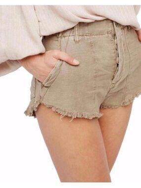 Free People Standoff Cutoff Shark Shorts Khaki 6